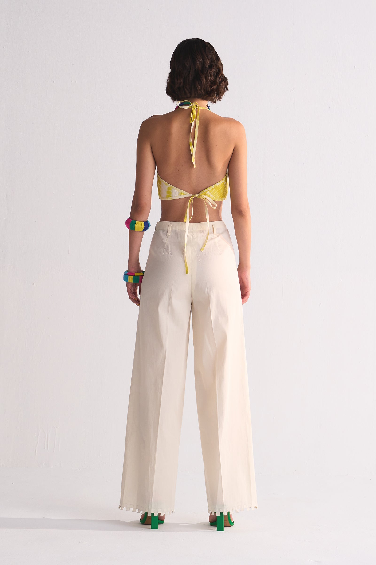 FRONT SLIT PANT WITH THREADWORK AND CUTWORK