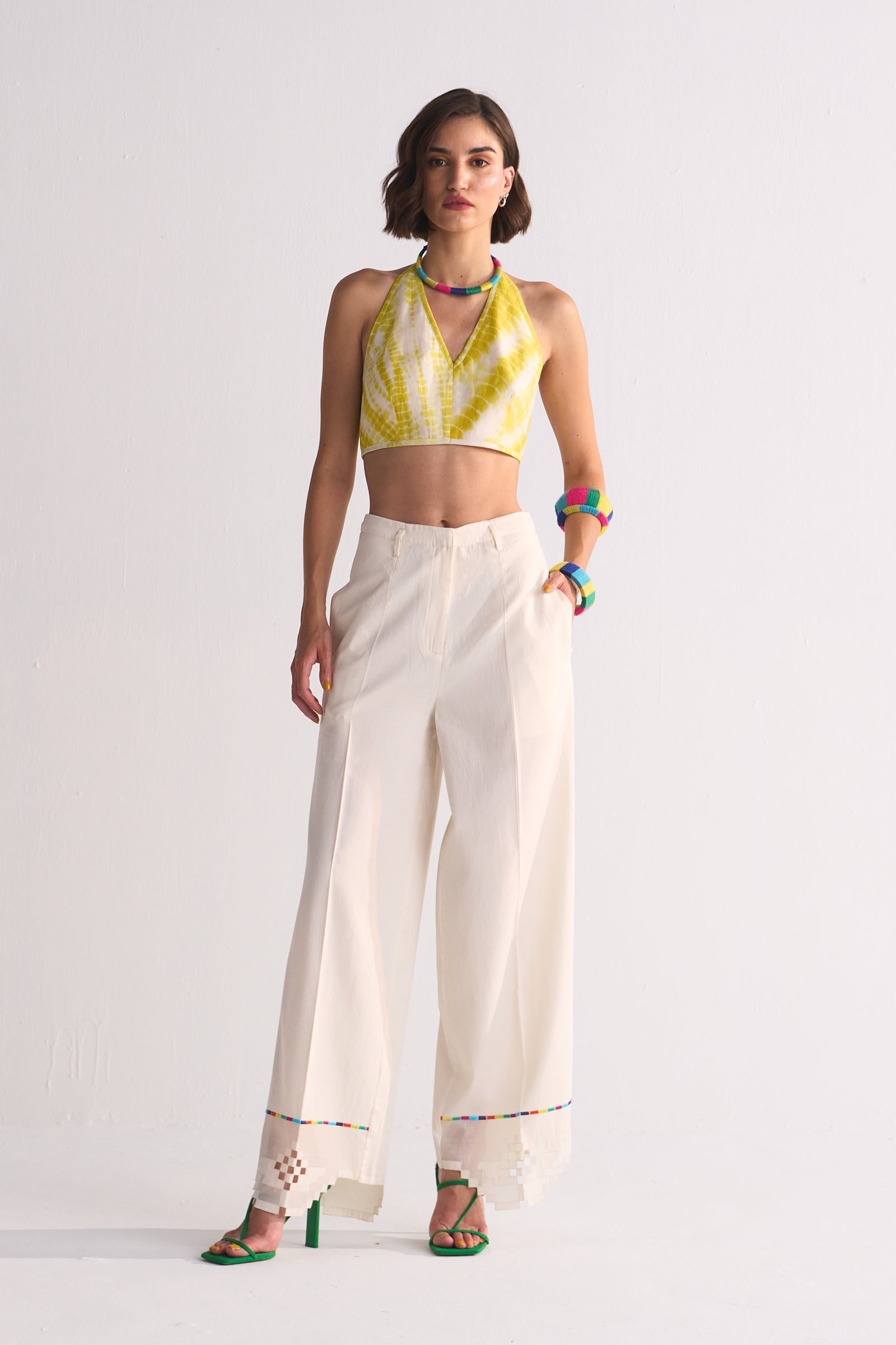 APPLIQUE' CUTWORK AND THREAD PANTS