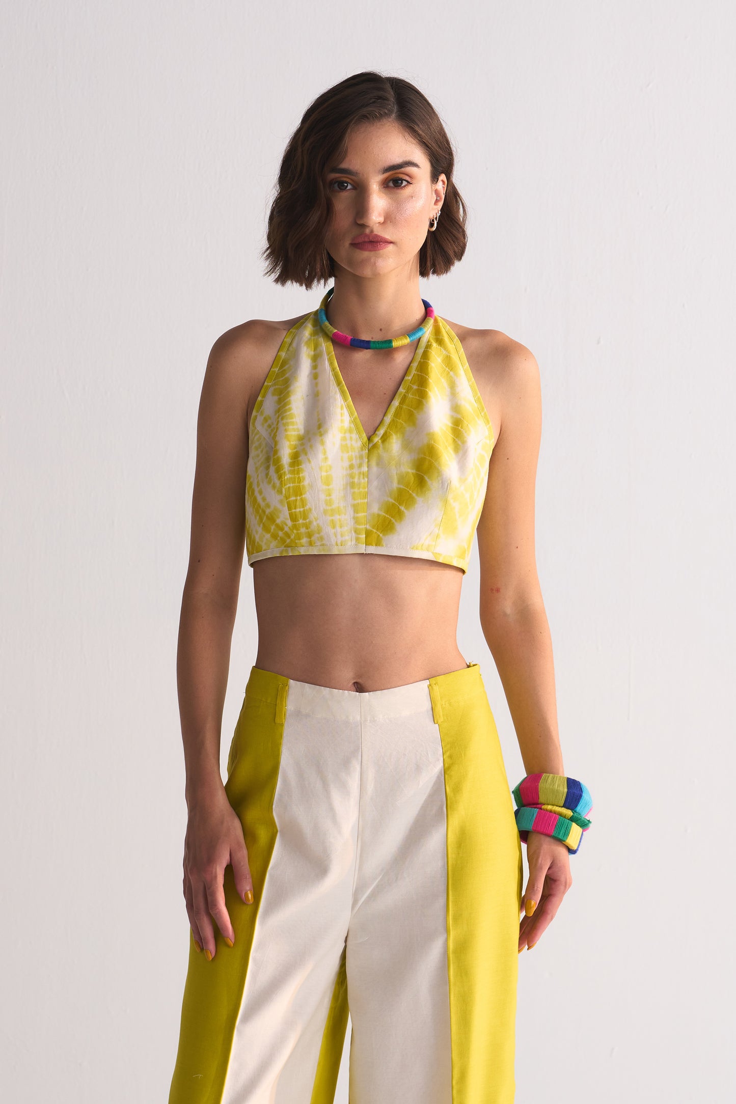 2 COLOUR SLIT APPLIQUE' PANTS