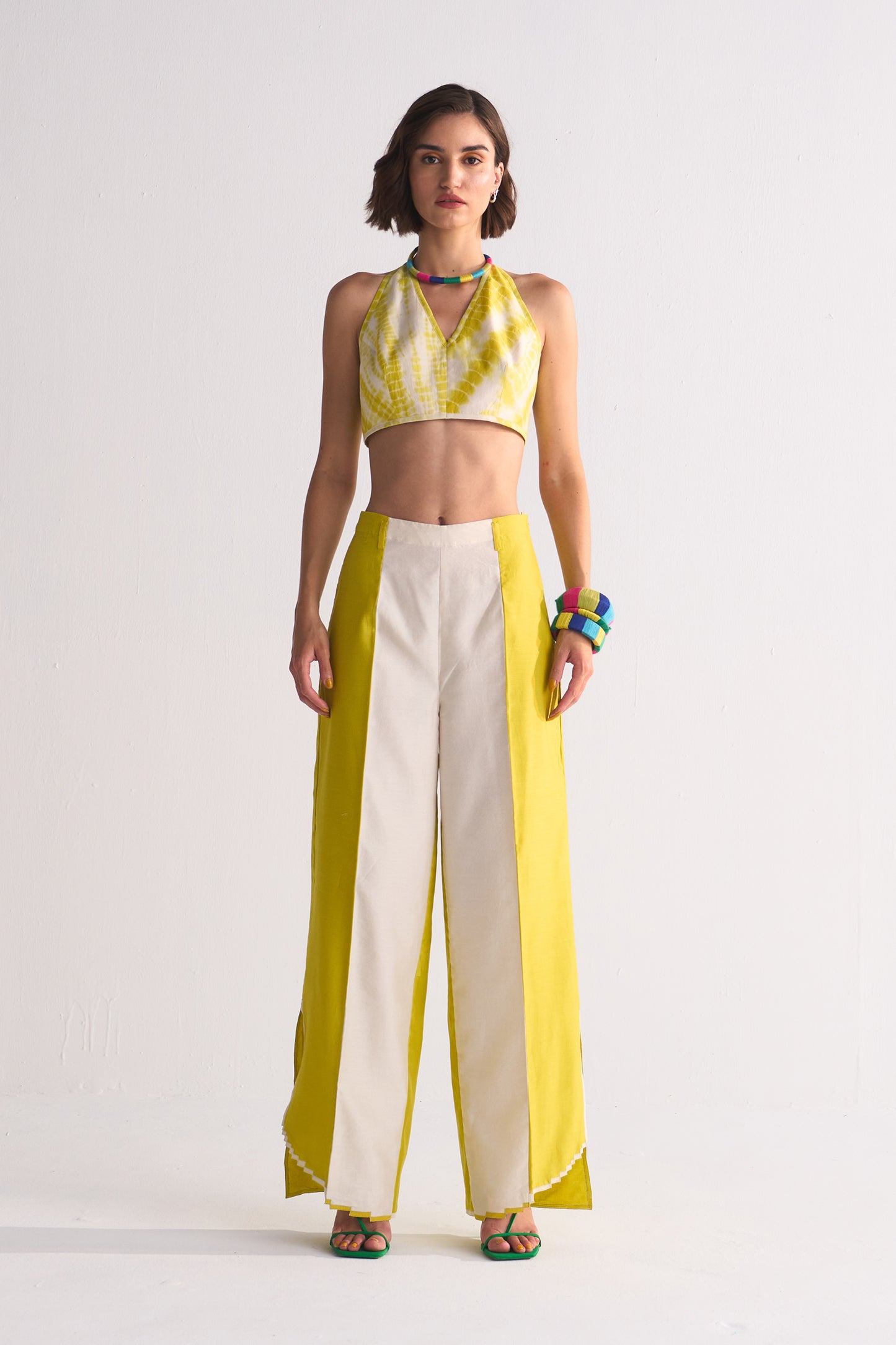 2 COLOUR SLIT APPLIQUE' PANTS