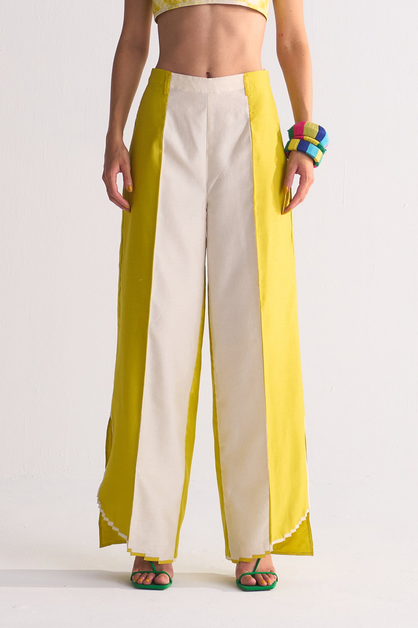 2 COLOUR SLIT APPLIQUE' PANTS
