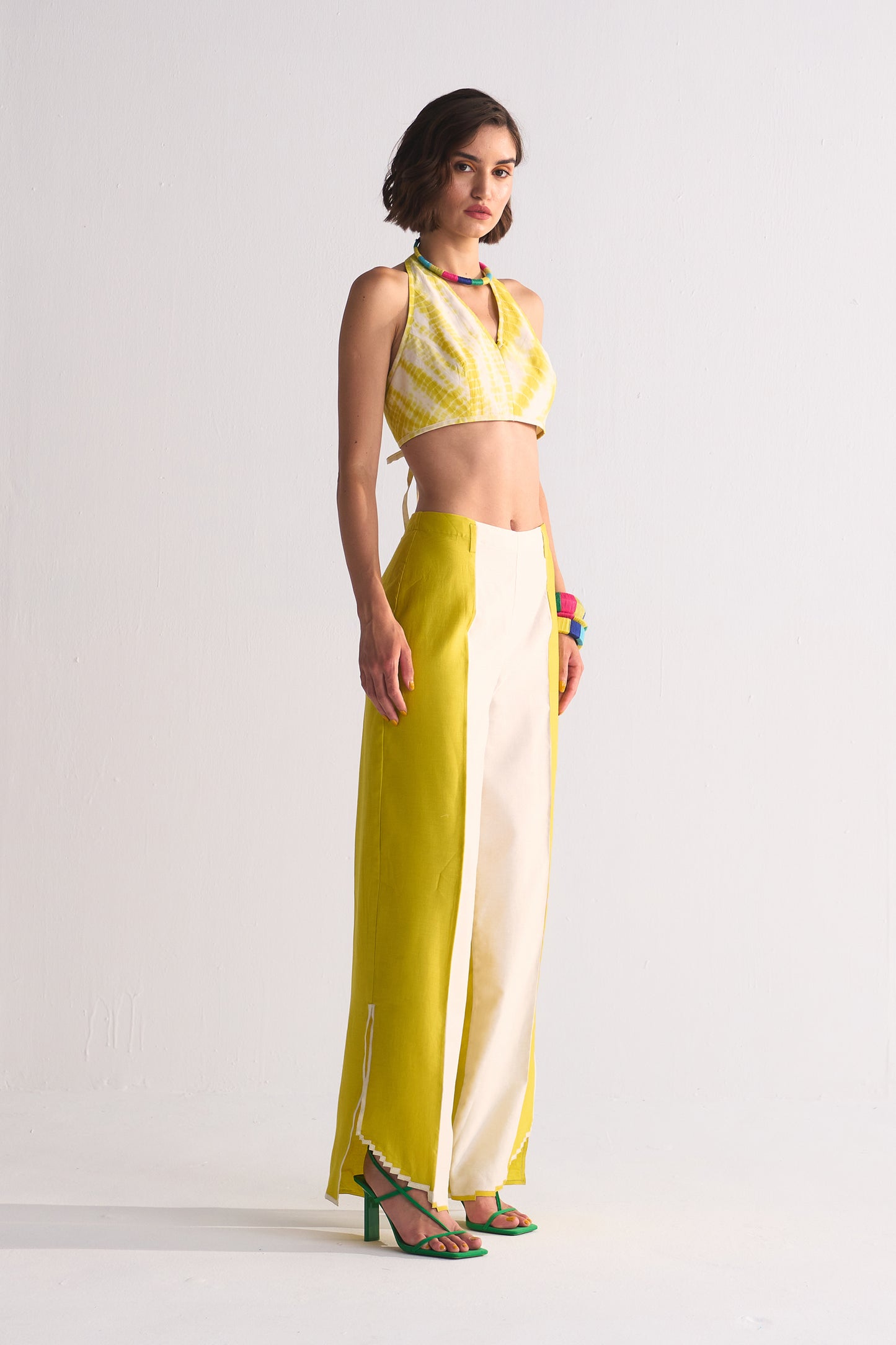 2 COLOUR SLIT APPLIQUE' PANTS