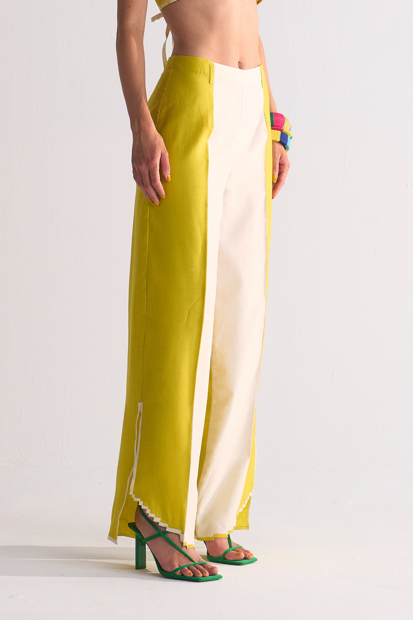 2 COLOUR SLIT APPLIQUE' PANTS