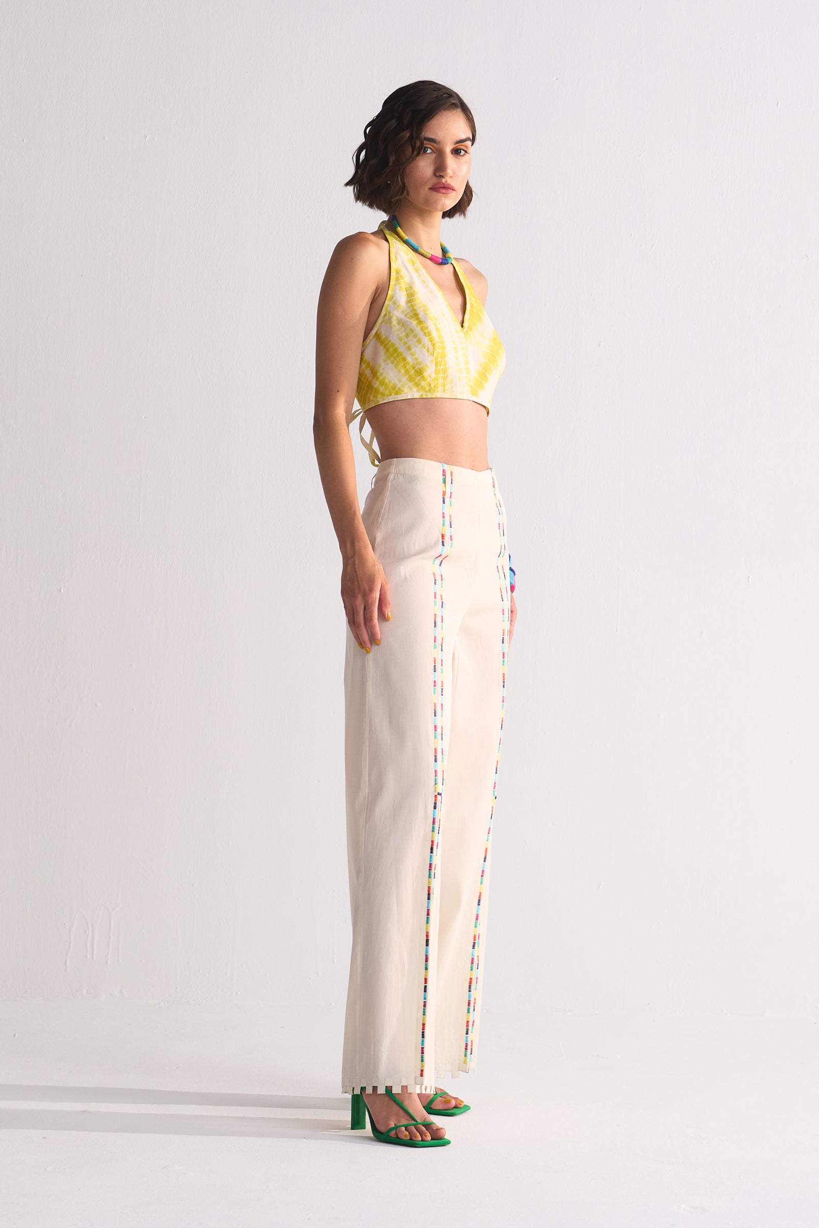 FRONT SLIT PANT WITH THREADWORK AND CUTWORK