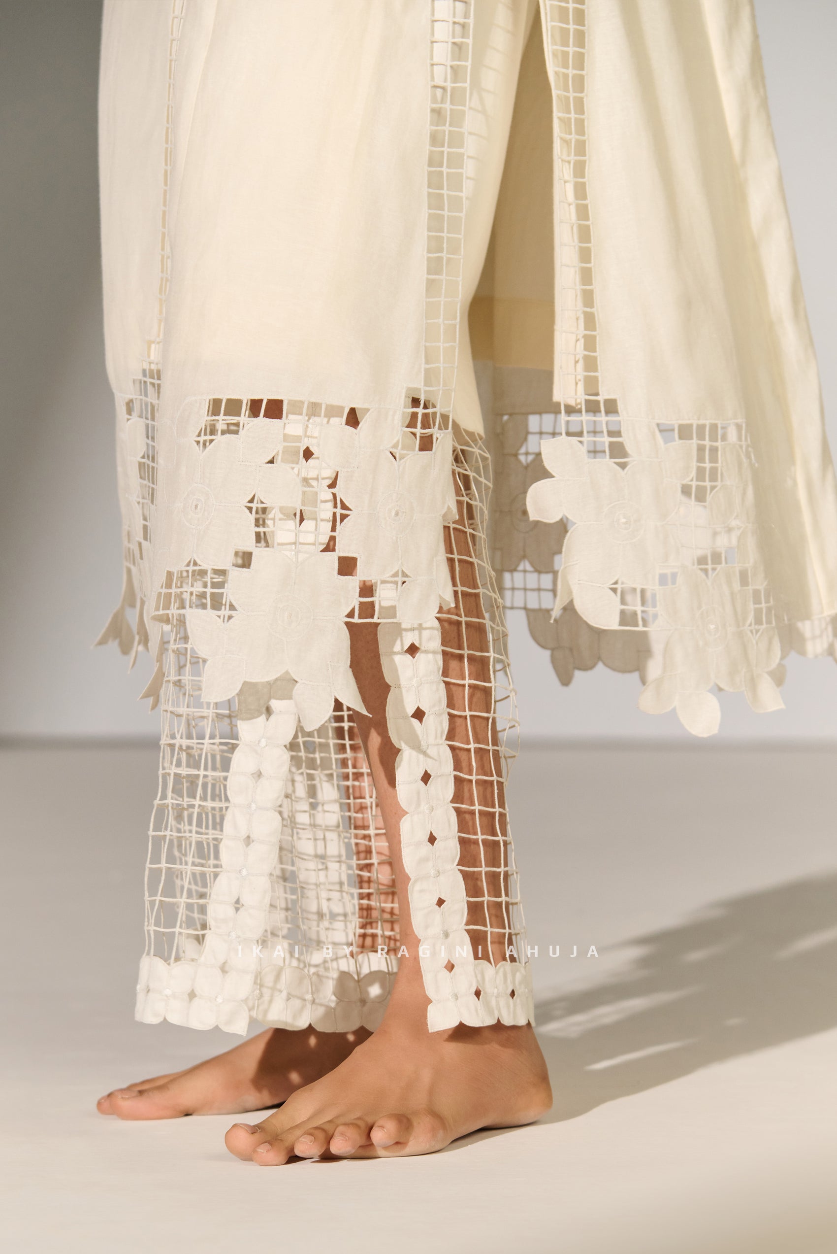 GEOMETRIC JAALI CUTWORK STRAIGHT PANTS