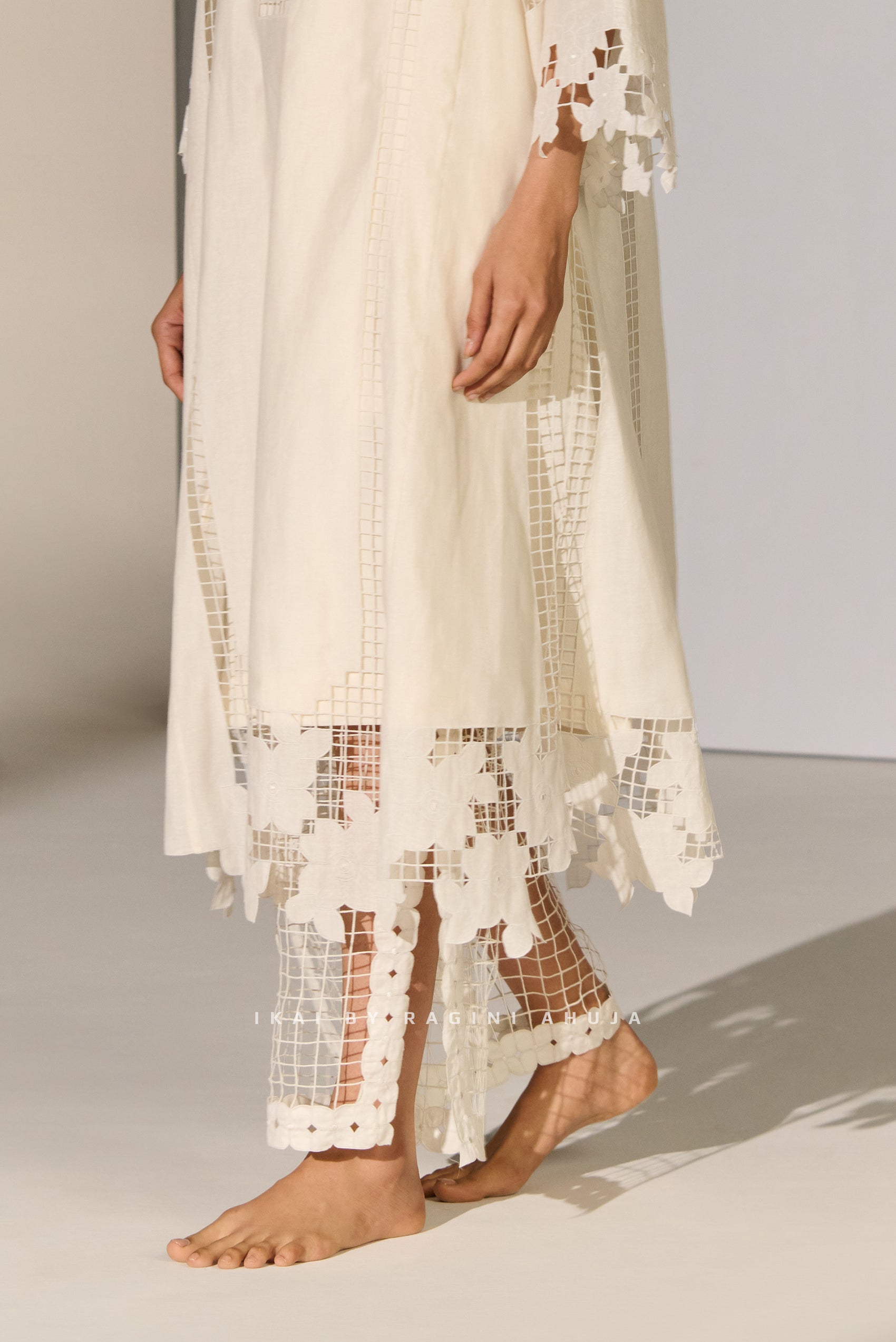 GEOMETRIC JAALI CUTWORK STRAIGHT PANTS