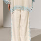 GEOMETRIC FLORAL CUTWORK SLIT PANTS IVR