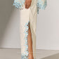 GEOMETRIC FLORAL CUTWORK SLIT PANTS IVR