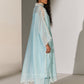 GEOMETRIC FLORAL CUTWORK KAFTAN SKY