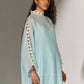 GEOMETRIC FLORAL CUTWORK KAFTAN SKY