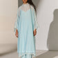 GEOMETRIC FLORAL CUTWORK KAFTAN SKY