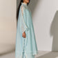GEOMETRIC FLORAL CUTWORK KAFTAN SKY