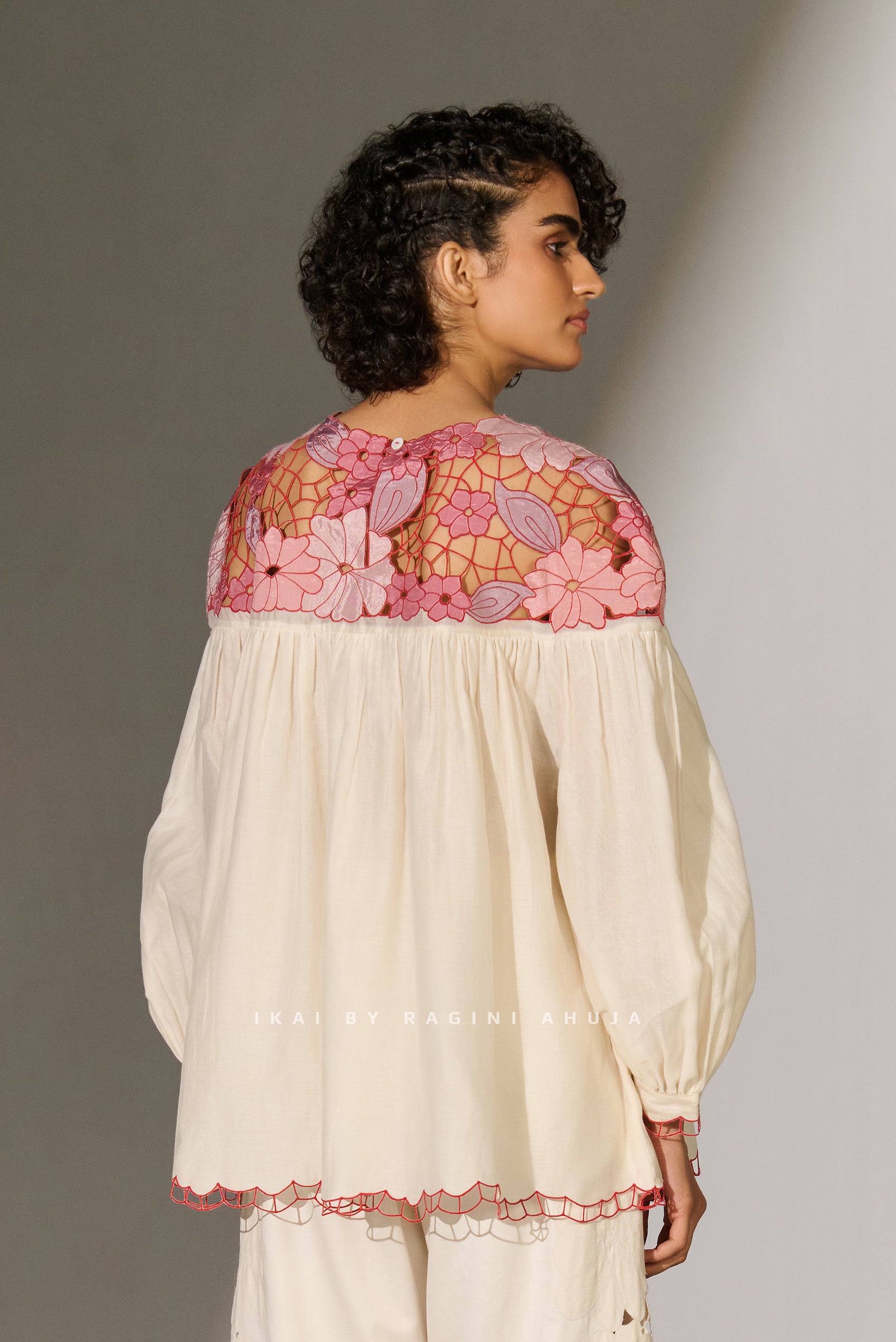 YOKE FLORAL CUTWORK SHIRT