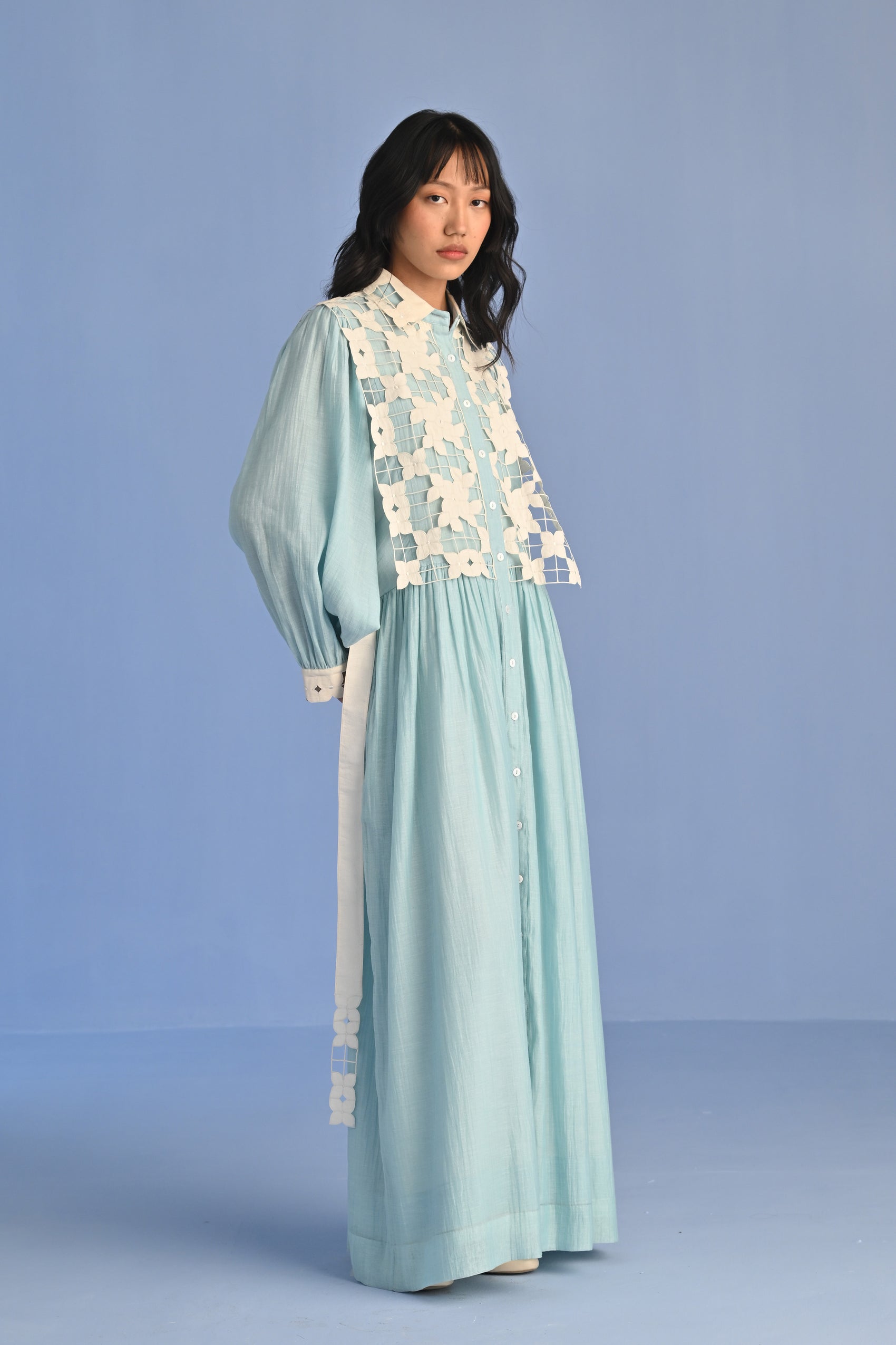 CUTWORK YOKE SHIRT DRESS