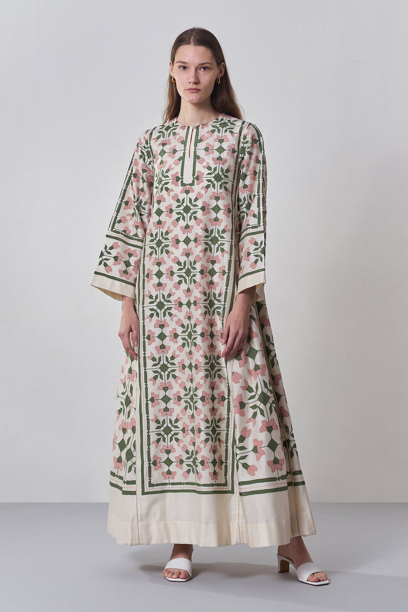 Hydrangea Pleated Cowl Aline Dress