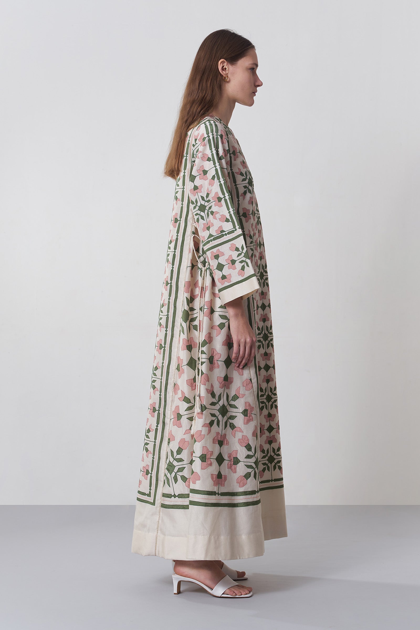 GEOMETRIC FLORAL A-LINE DRESS