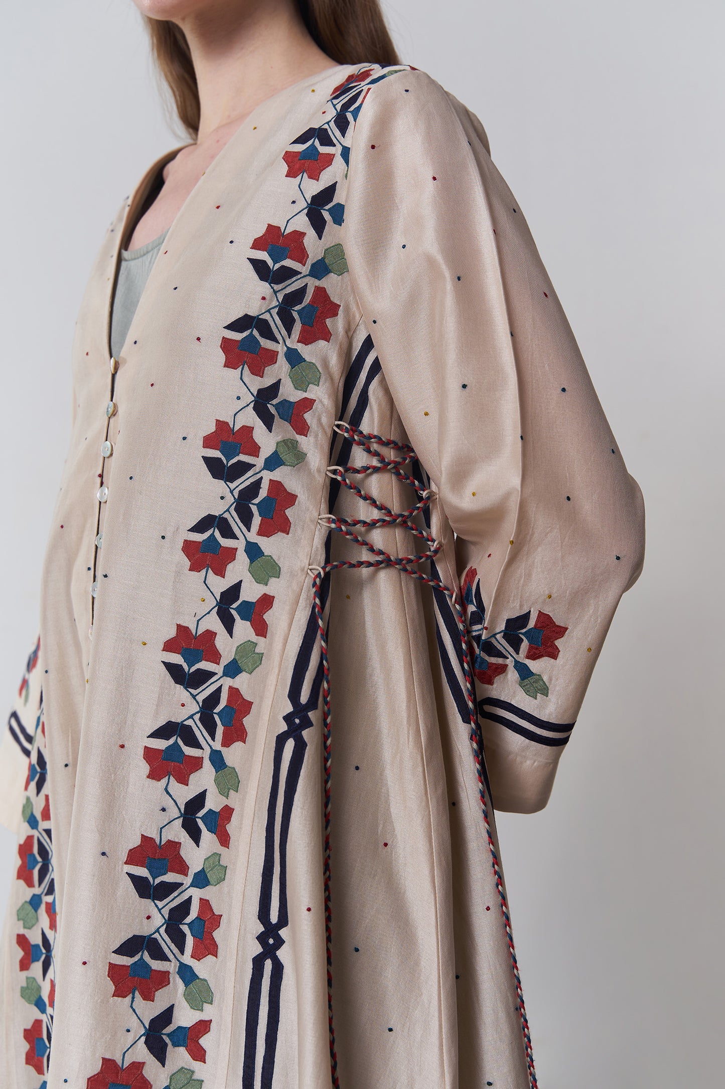 A-LINE GEOMETRIC FLORAL DRESS