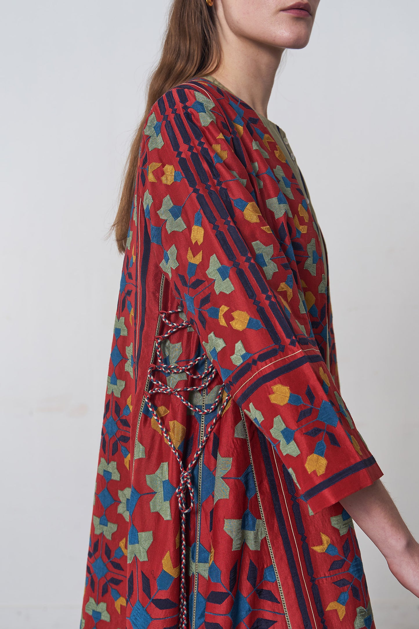 A-LINE GEOMETRIC FLORAL JACKET