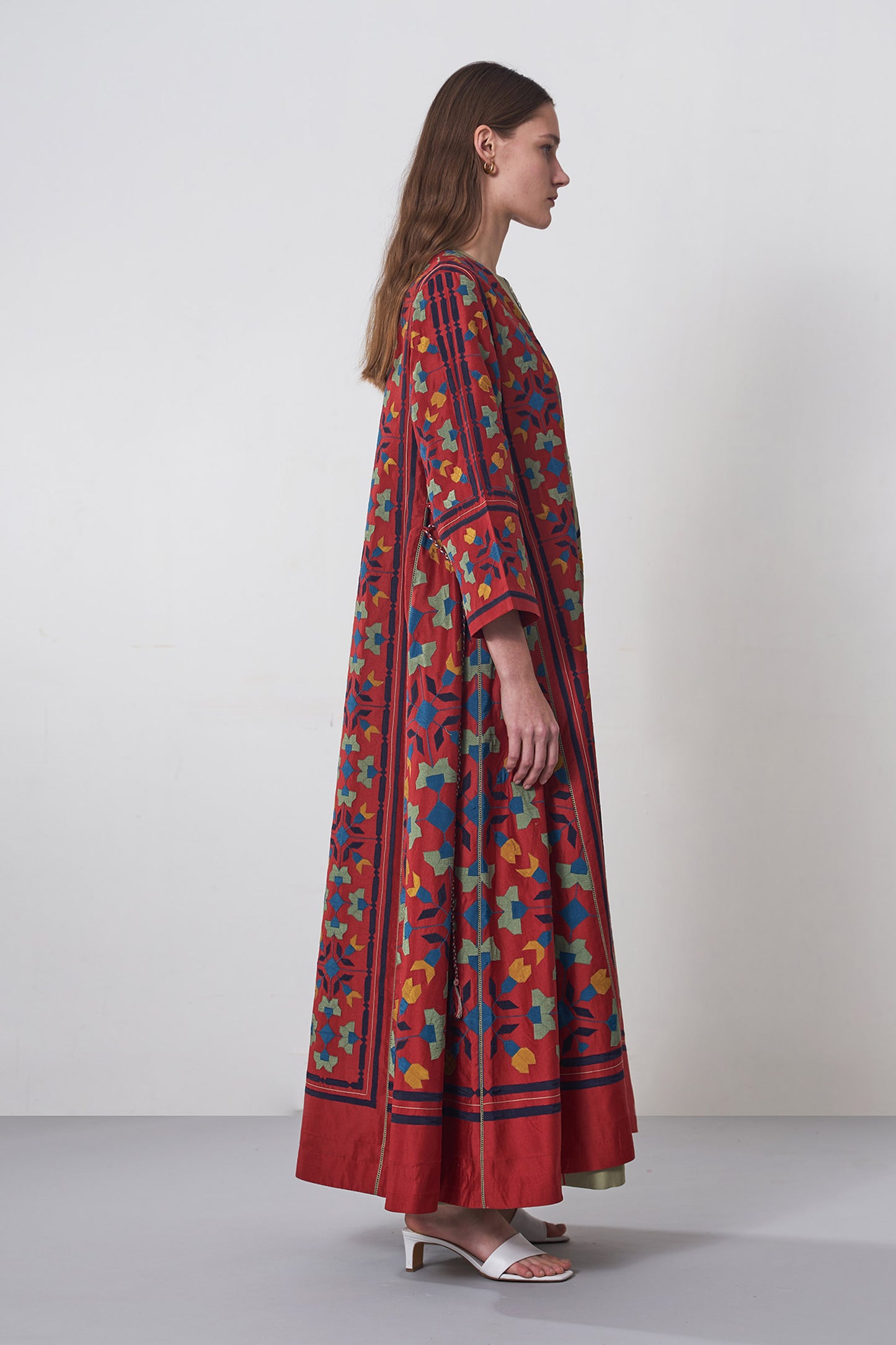 A-LINE GEOMETRIC FLORAL JACKET