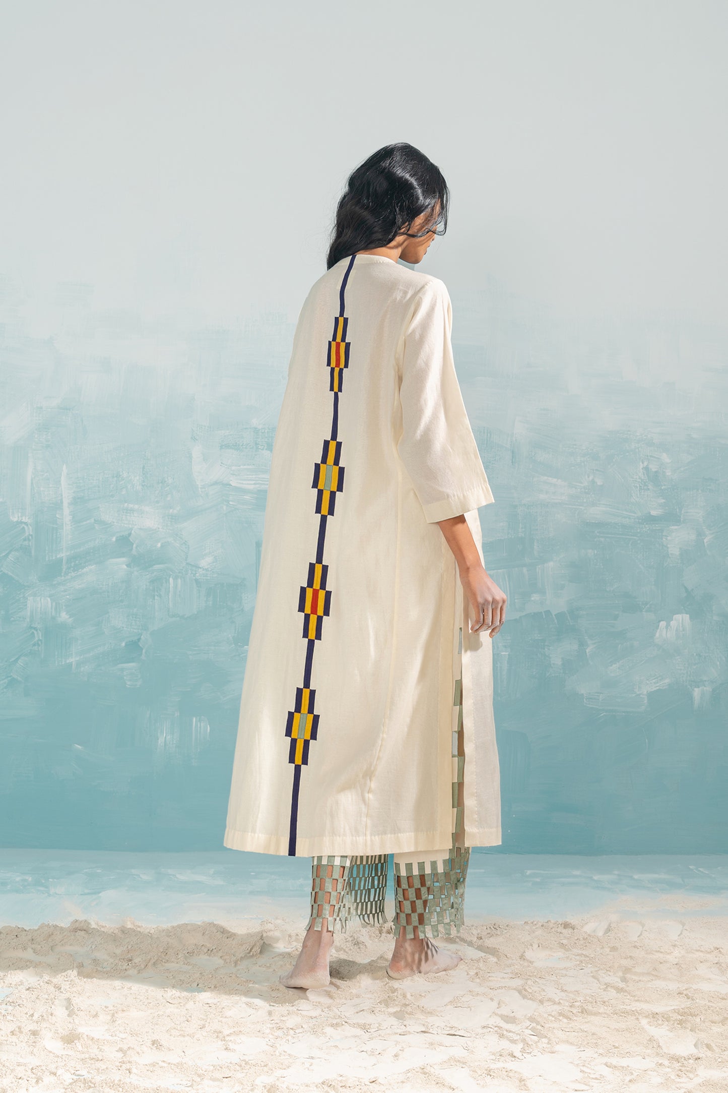 NILE MULTI-APPLIQUE' A-LINE KAMEEZ