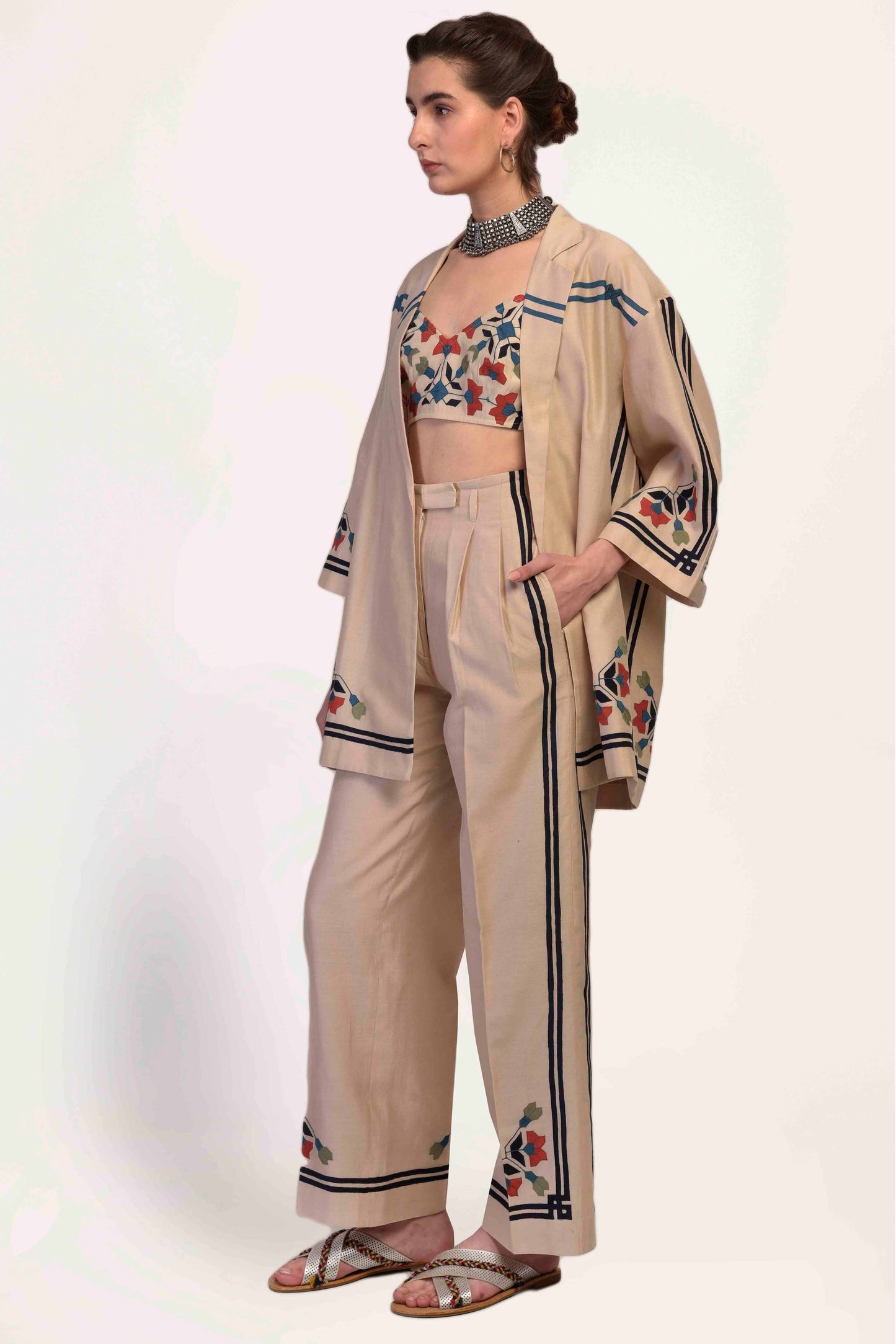 TIBETAN MASK JACKET AND PANT SET