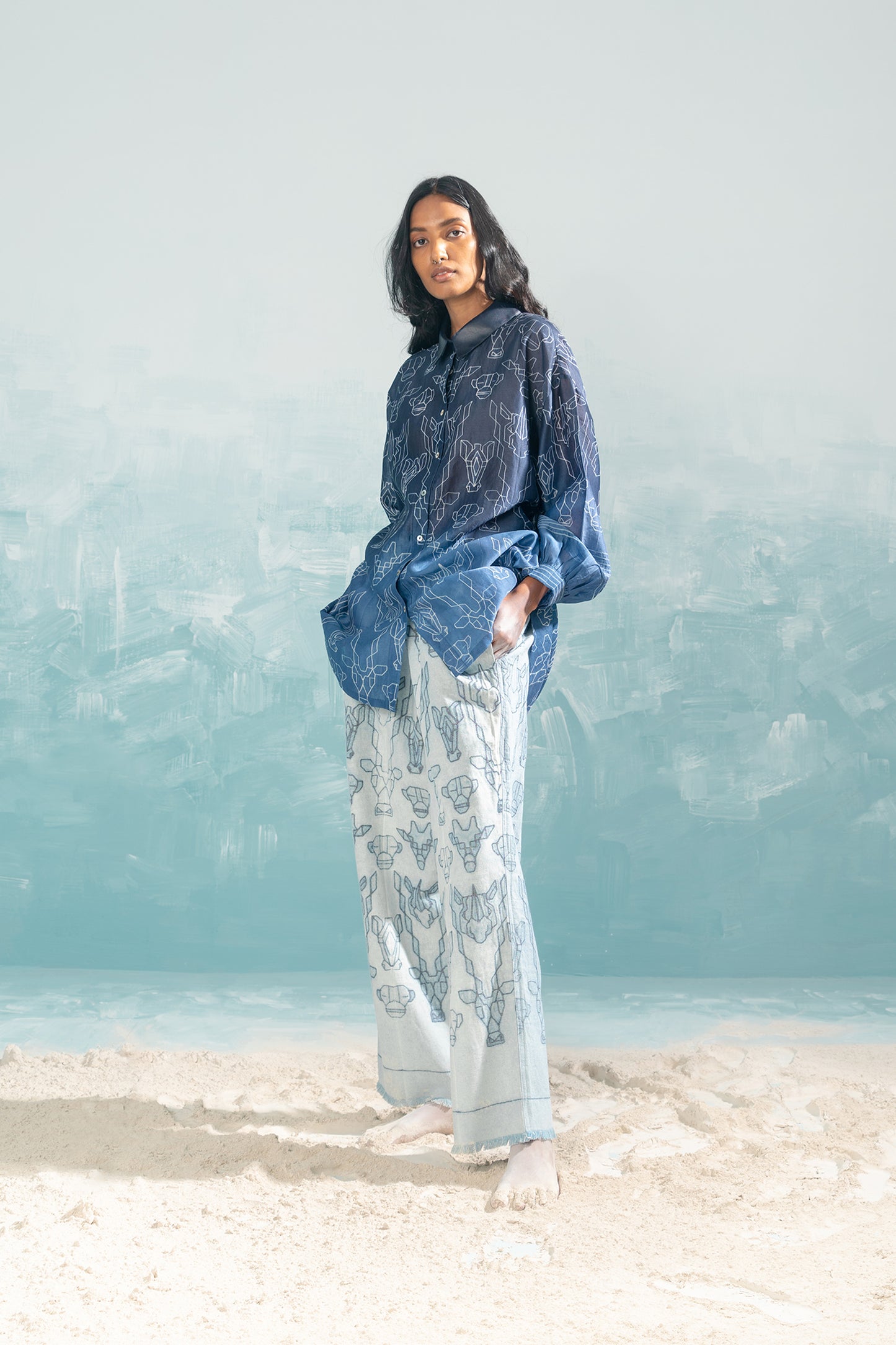 NILE SHIBORI DROP SHOULDER SHIRT