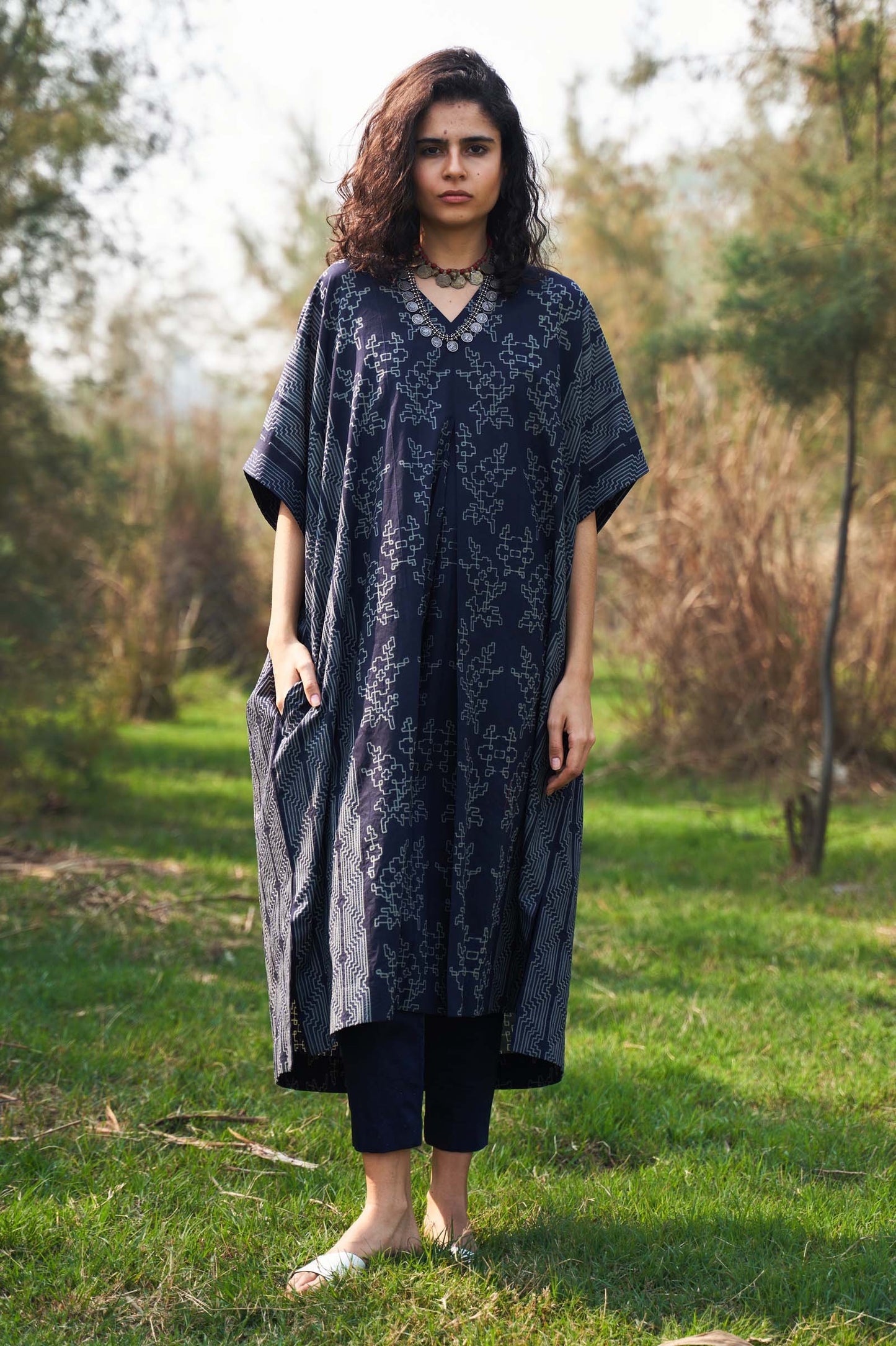 SHIBORI PLEATED KAFTAN