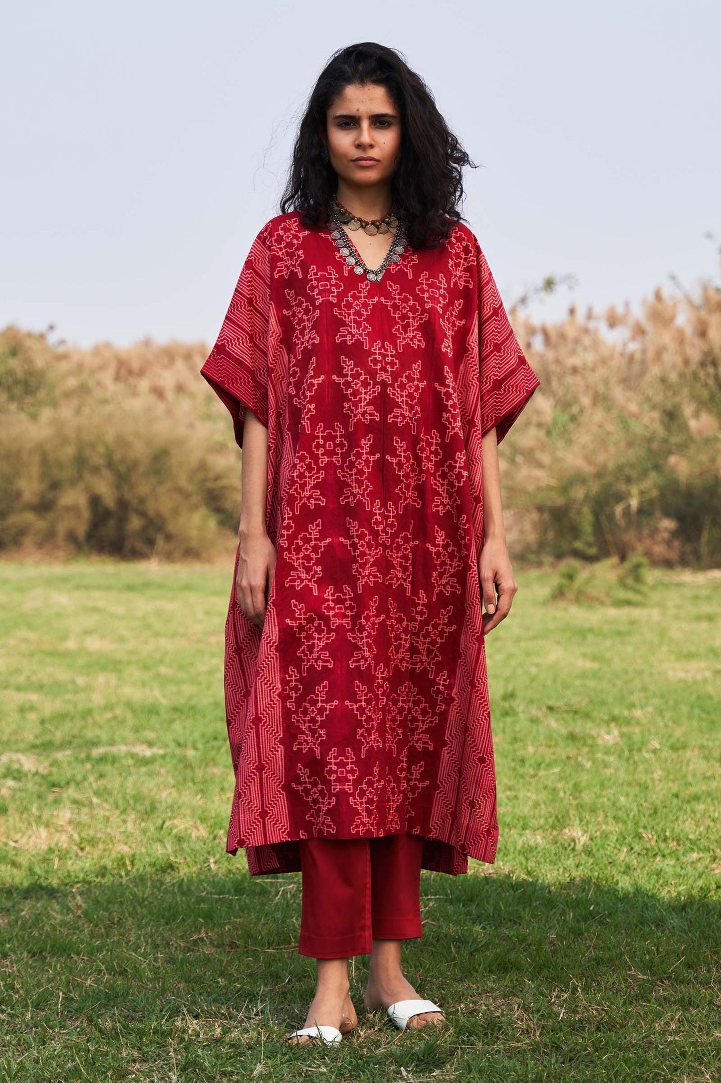 SHIBORI PLEATED KAFTAN