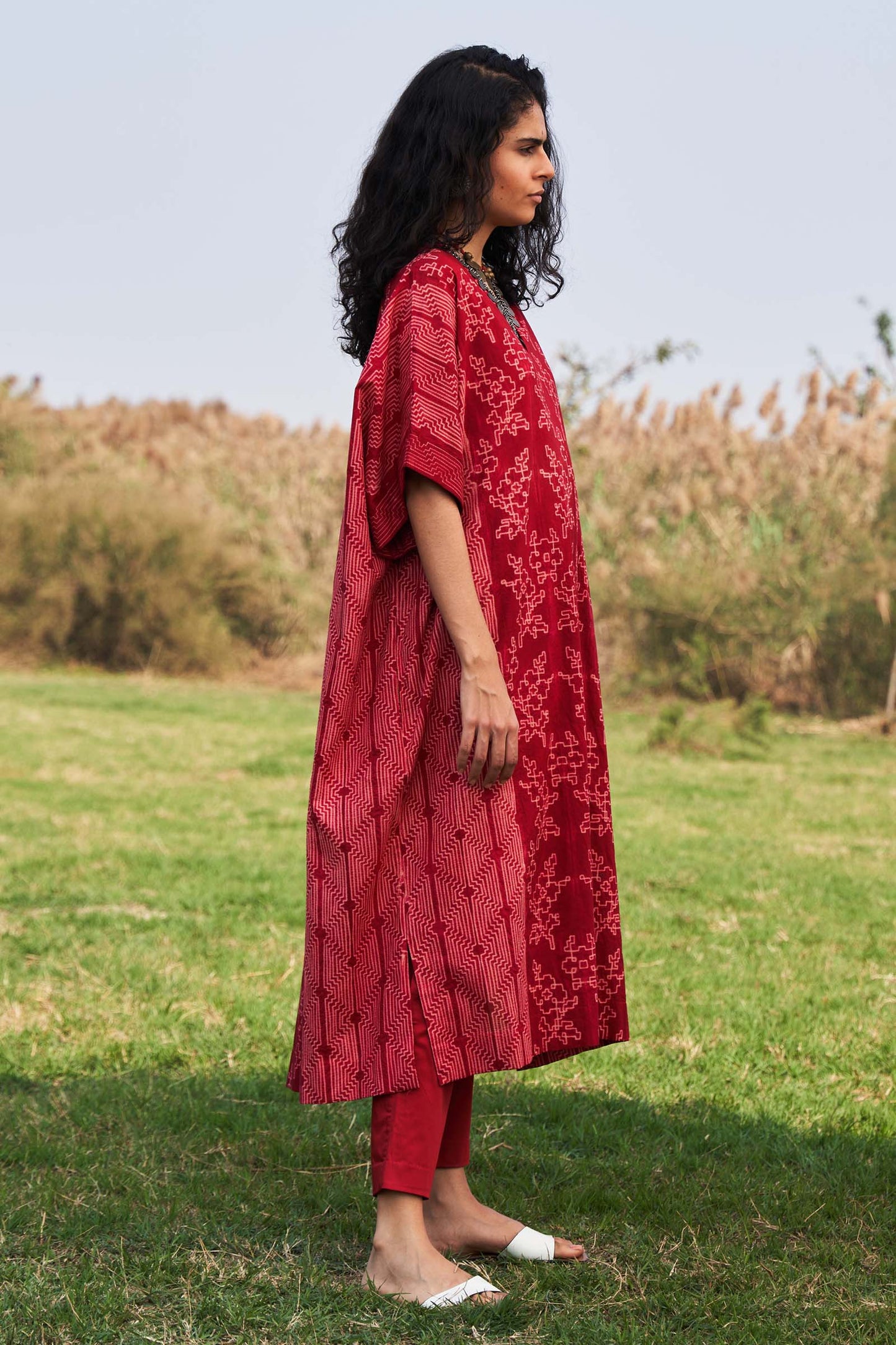 SHIBORI PLEATED KAFTAN