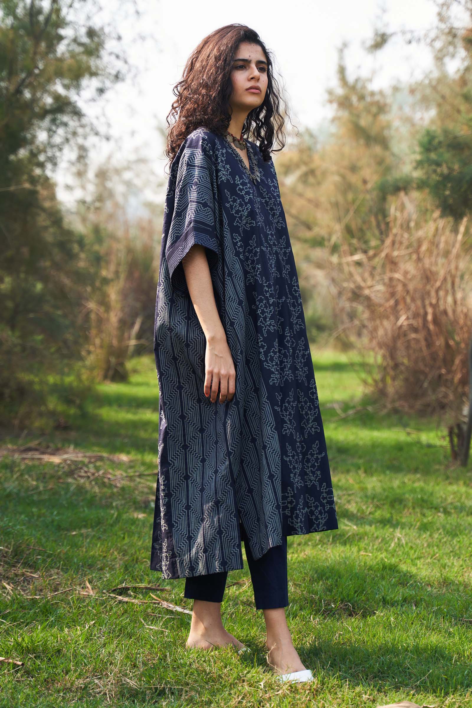 SHIBORI PLEATED KAFTAN