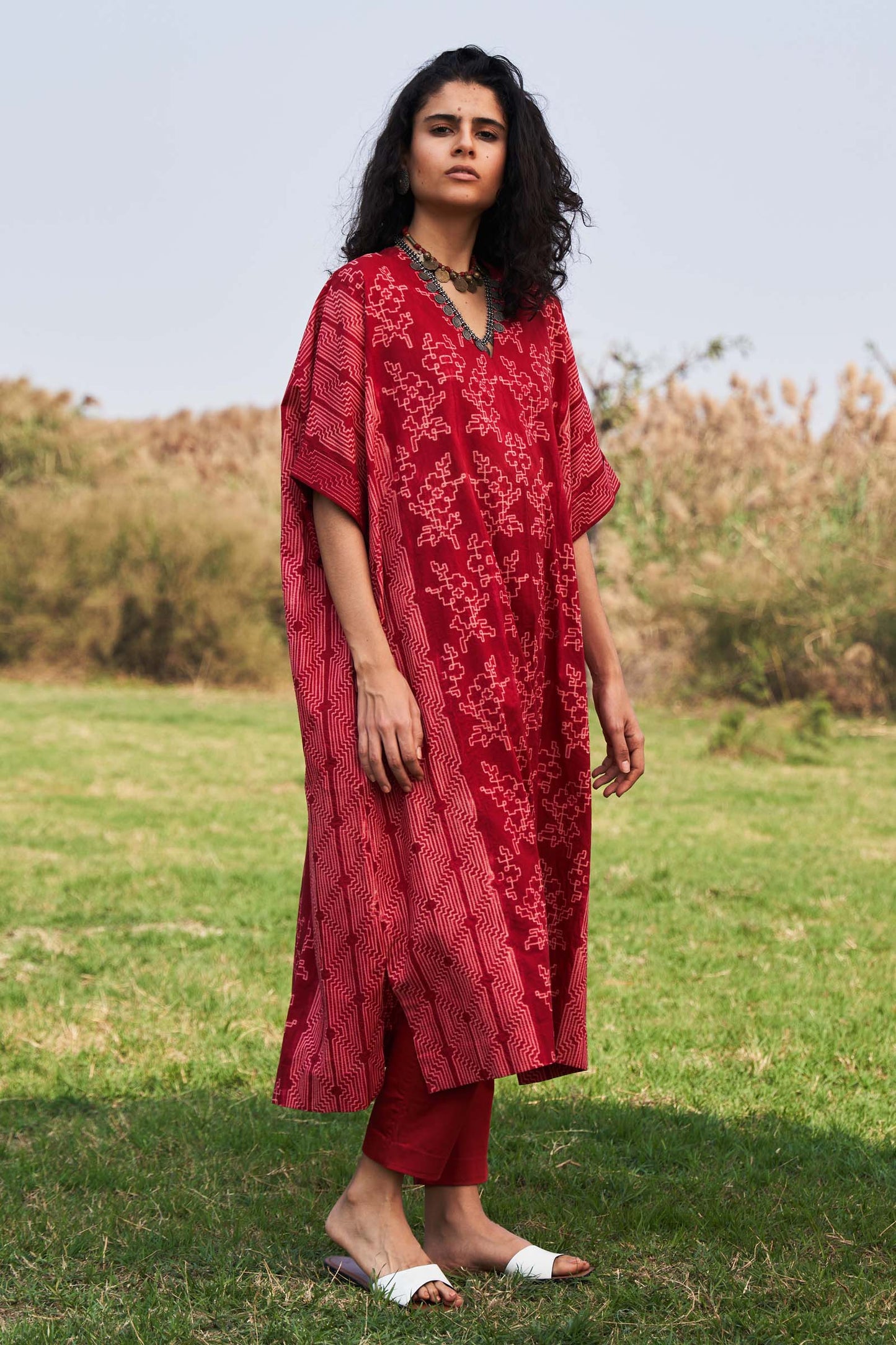 SHIBORI PLEATED KAFTAN