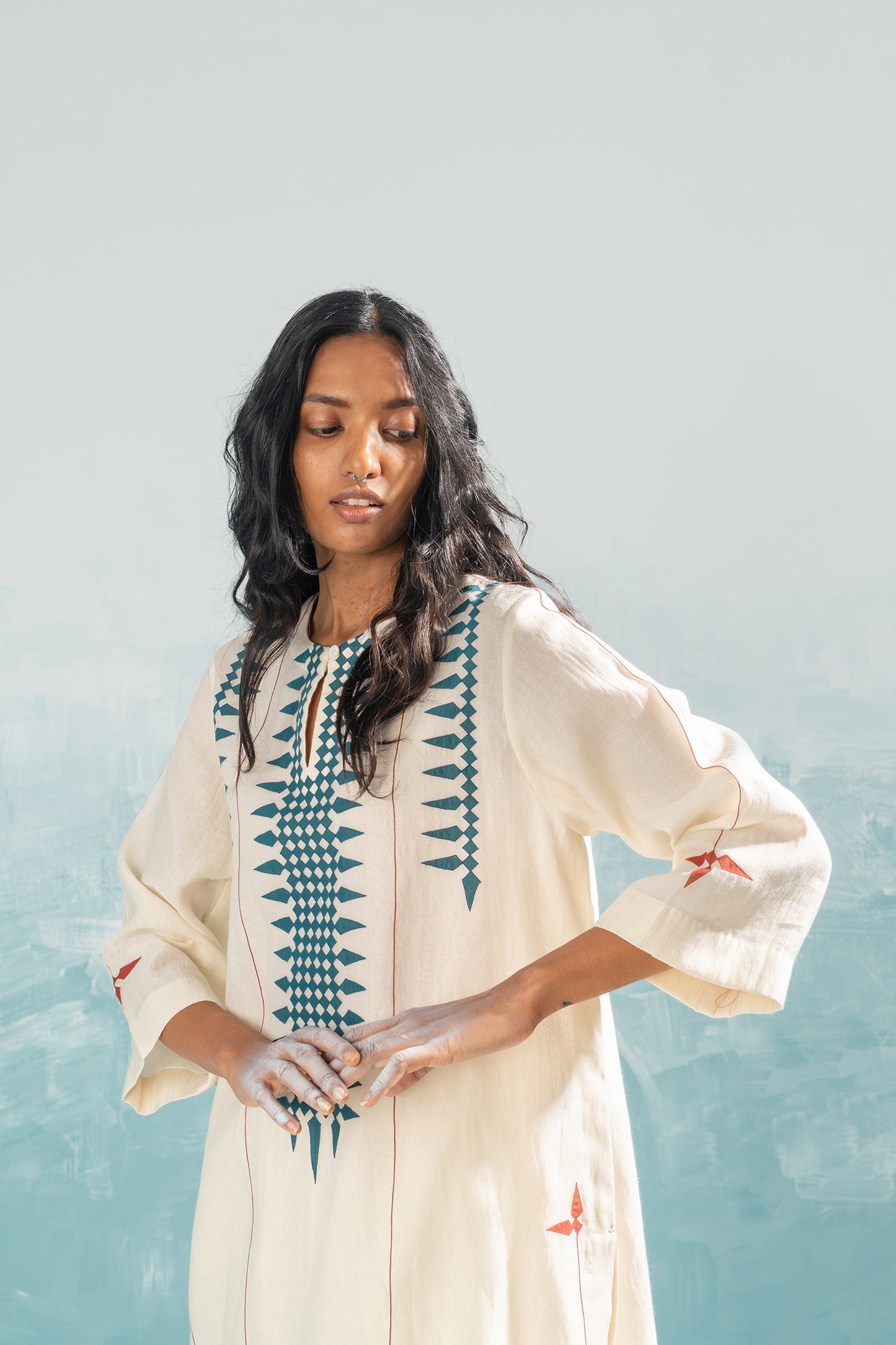 NILE TRIBAL APPLIQUE' KAMEEZ