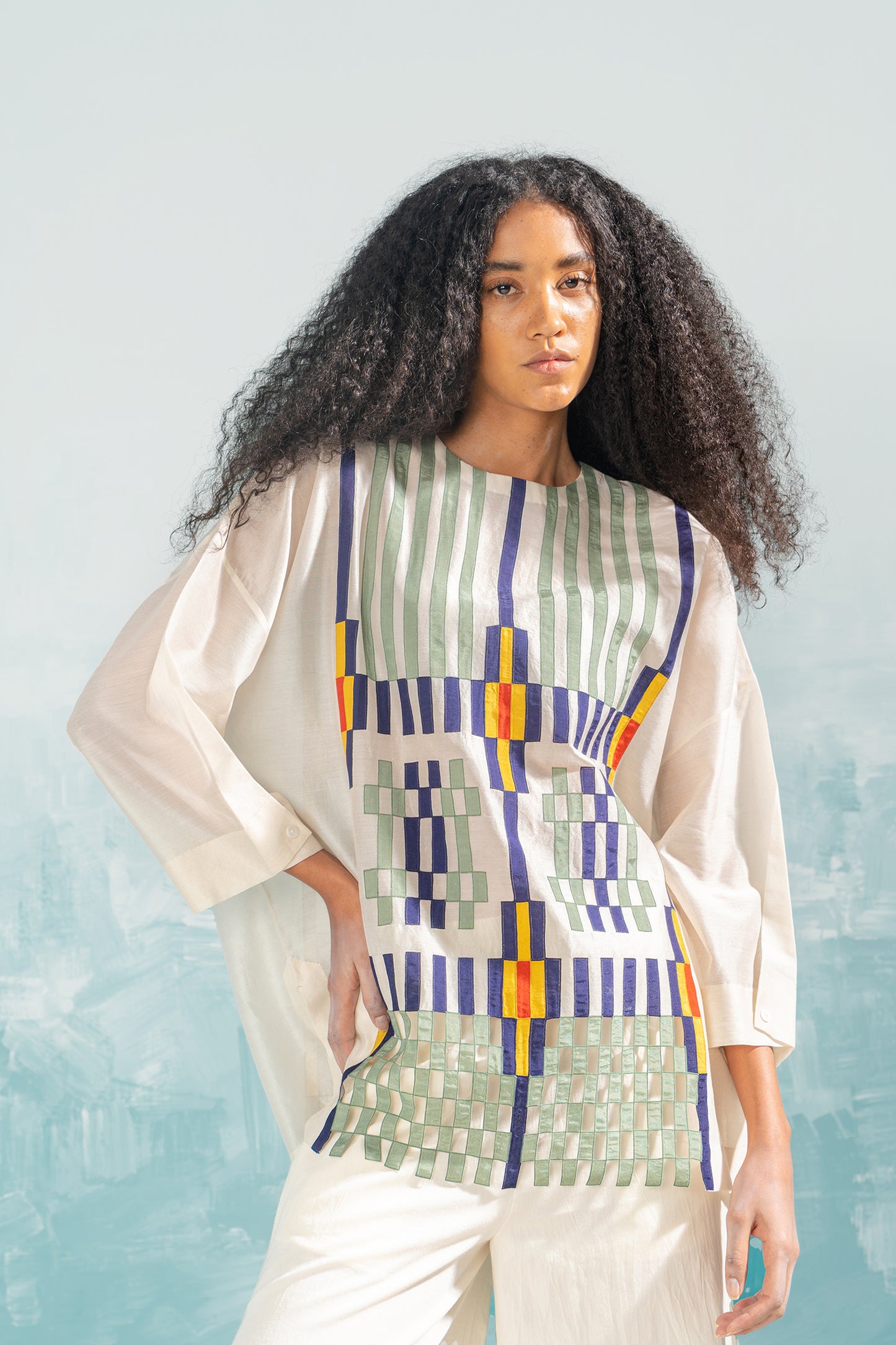 NILE PANELLED CUTWORK SHIRT