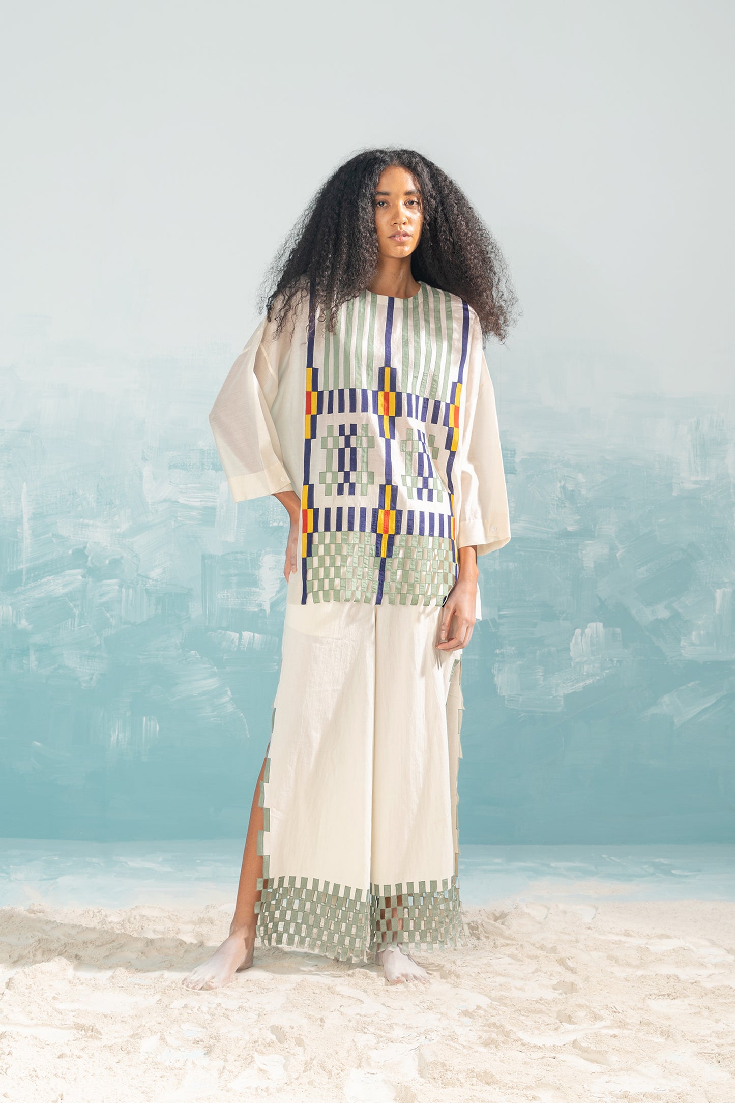 NILE PANELLED CUTWORK SHIRT