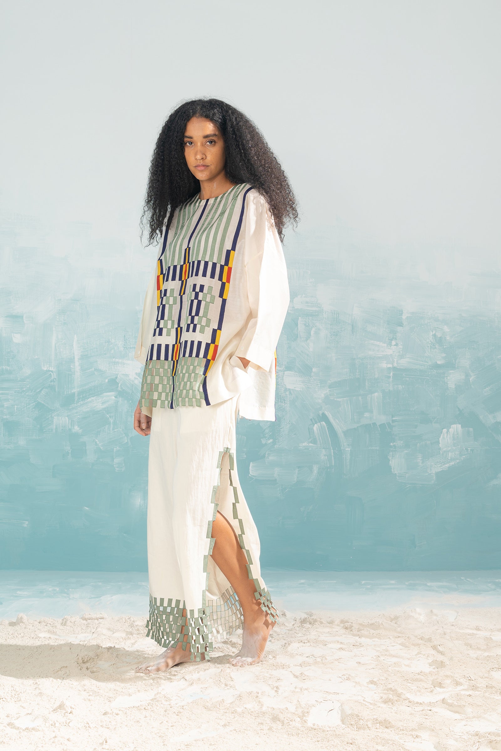 NILE PANELLED CUTWORK SHIRT