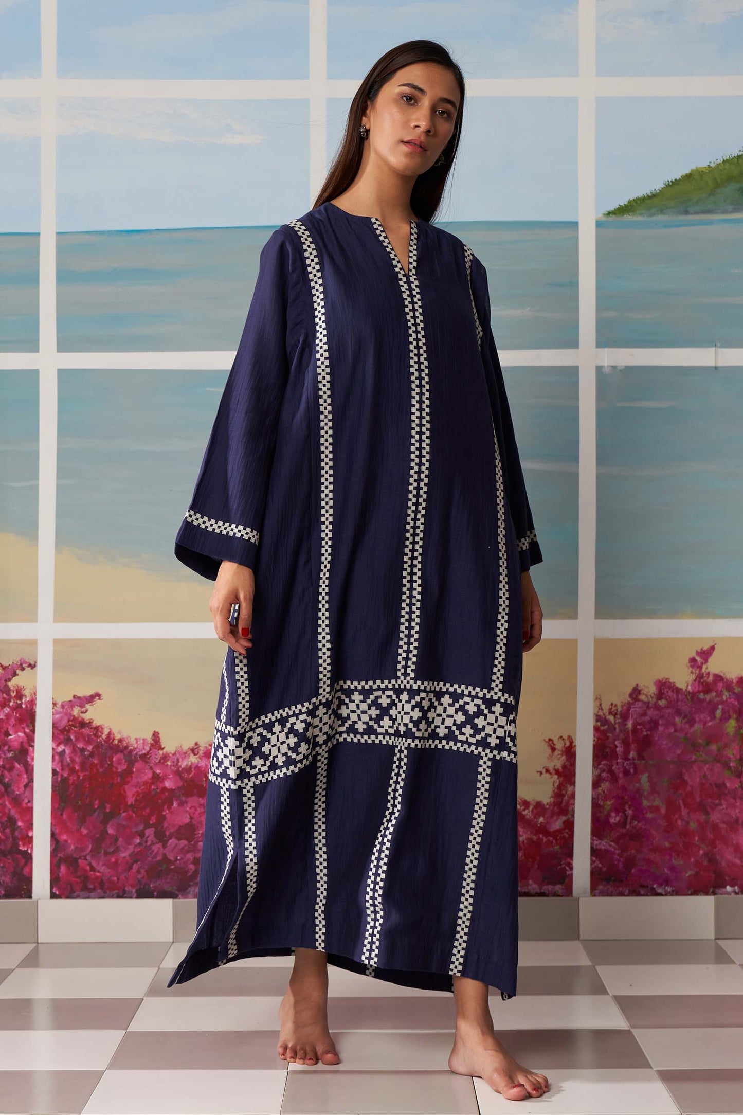 PANELLED KAFTAN DRESS