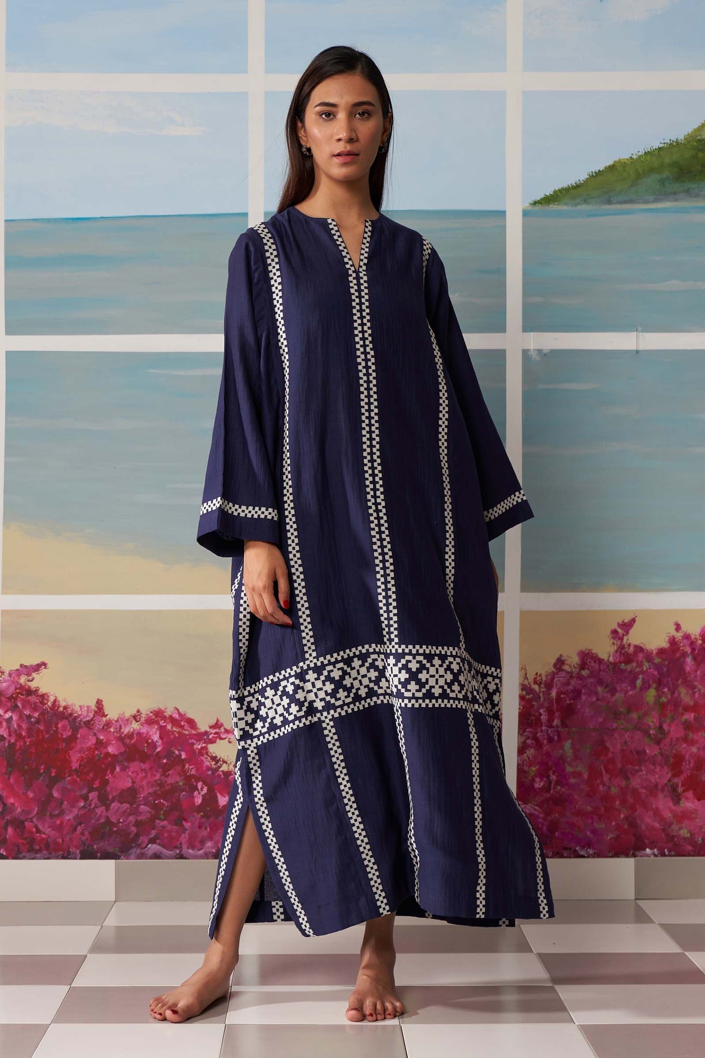 PANELLED KAFTAN DRESS