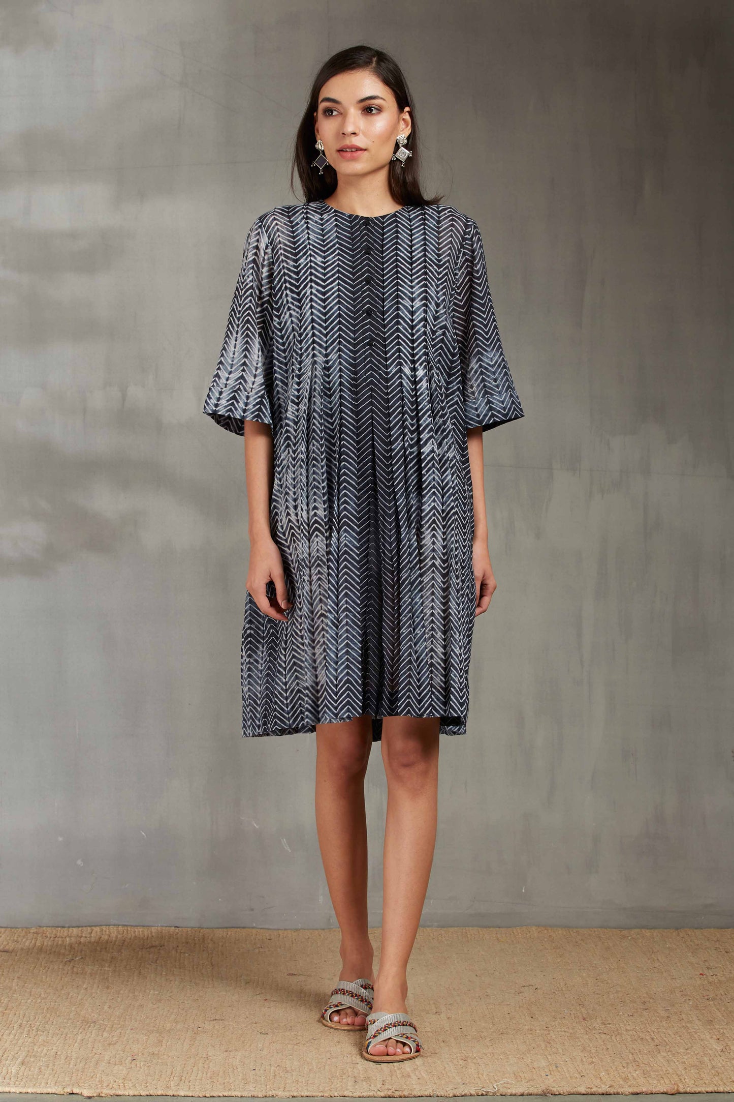 SHIBORI PLEATED DRESS