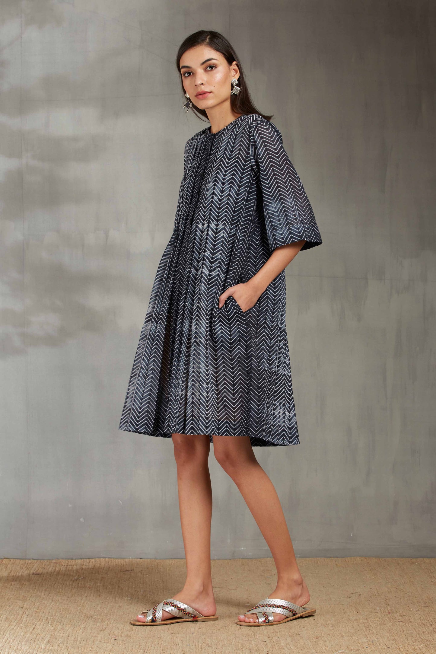 SHIBORI PLEATED DRESS