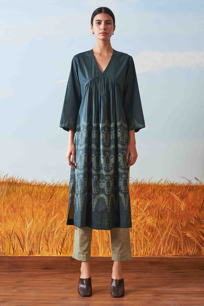 SHIBORI V-NECK KAMEEZ SET