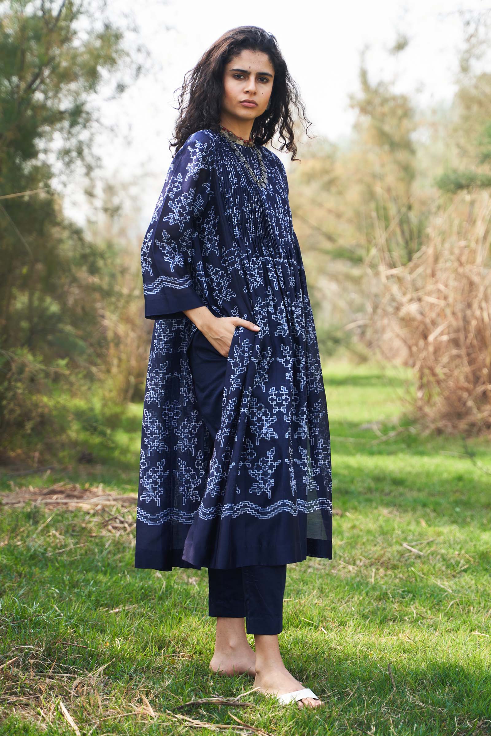SHIBORI SUPER PLEATED KAMEEZ