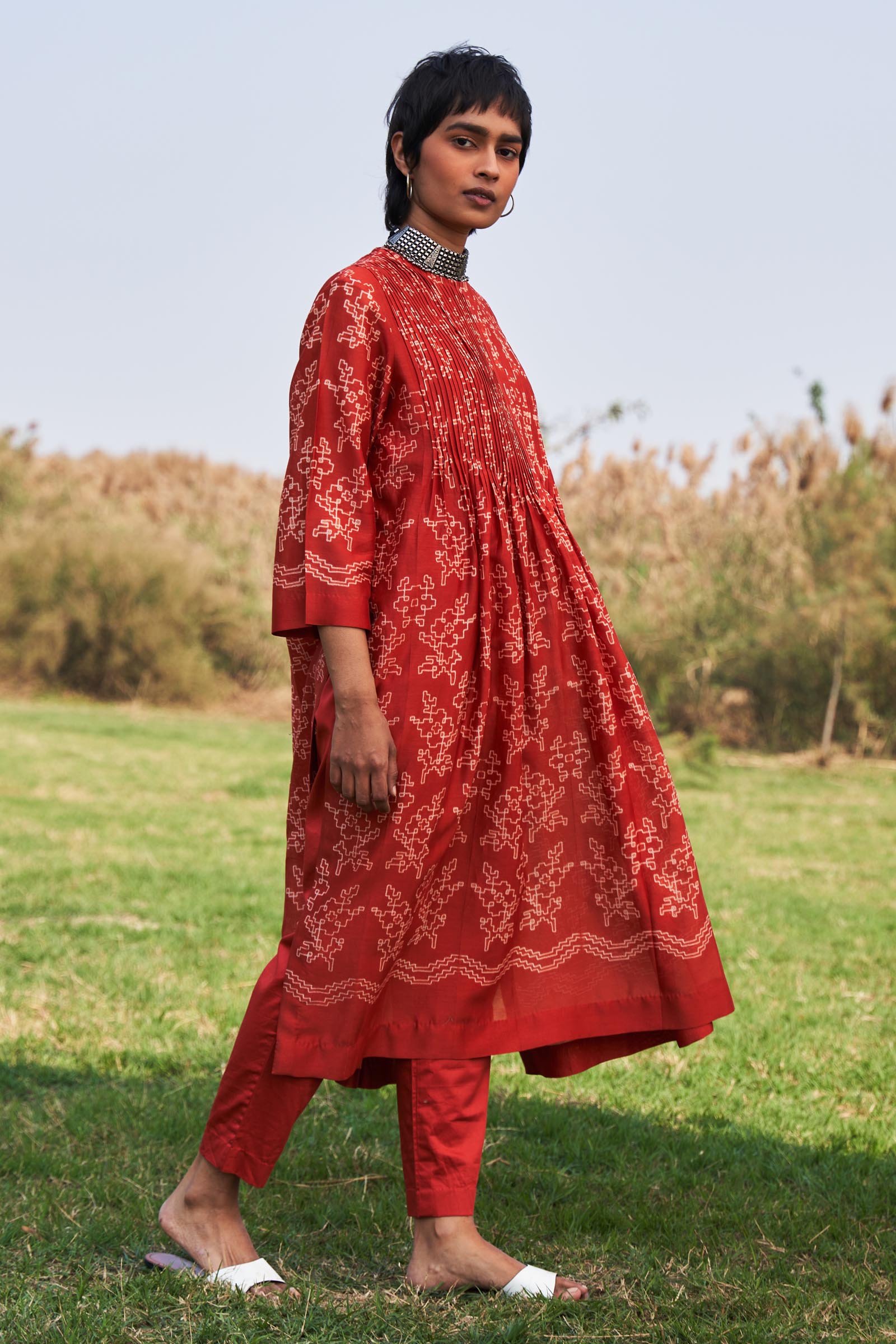 SHIBORI SUPER PLEATED KAMEEZ