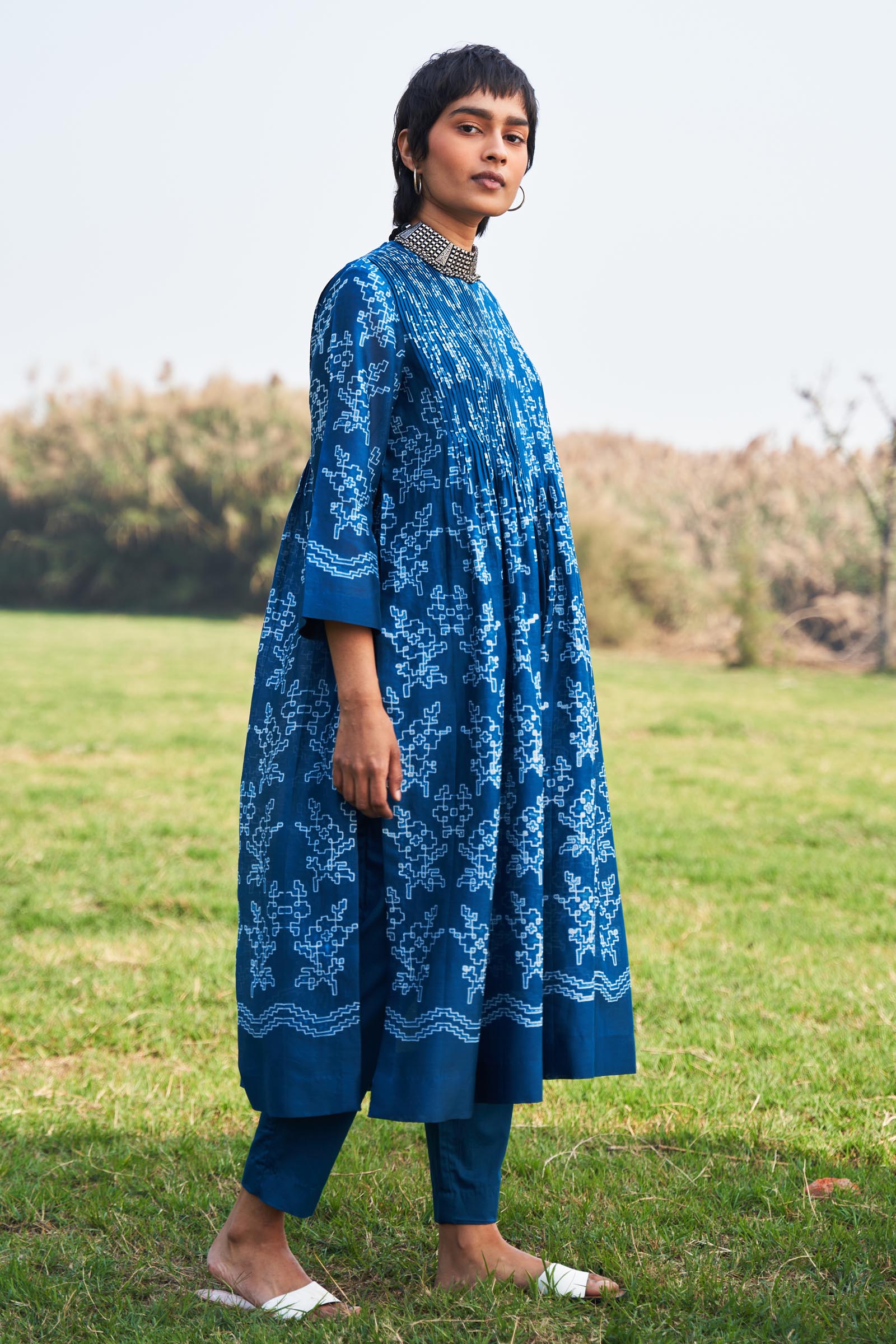 SHIBORI SUPER PLEATED KAMEEZ