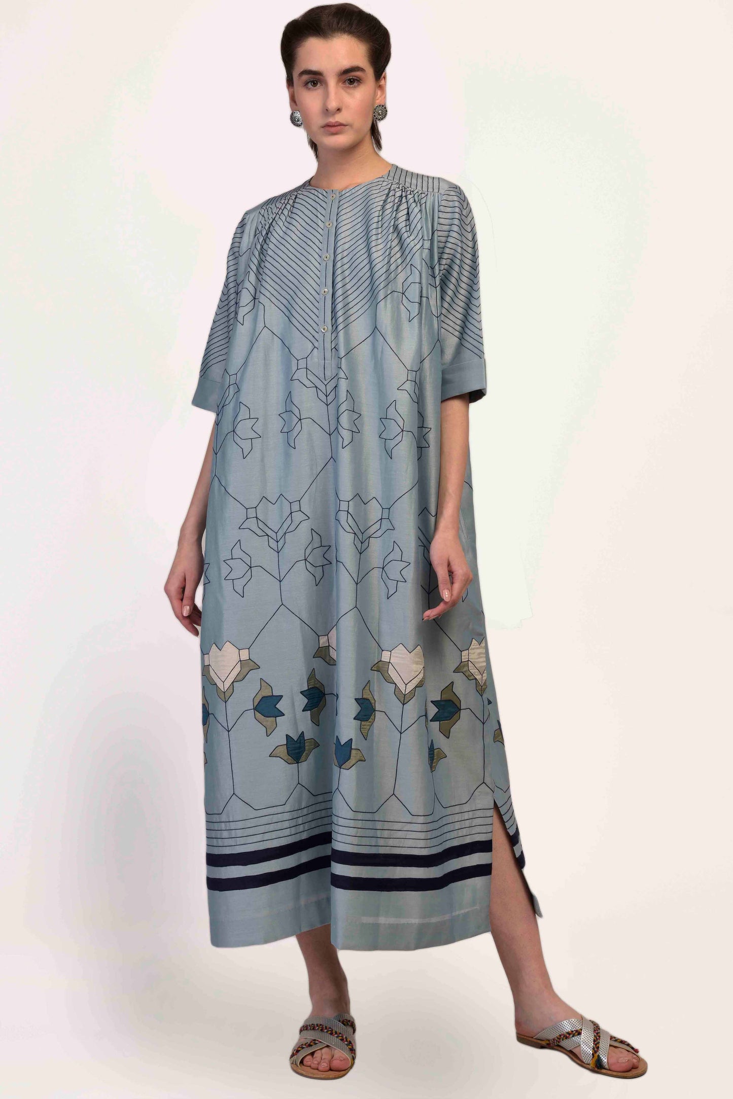 SHOULDER AND YOKE GATHER DRESS